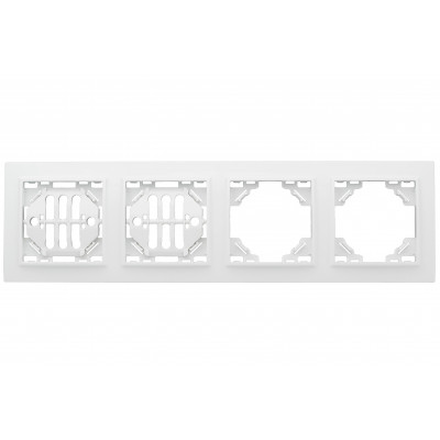 Фотография Минск Рамка 4-местная горизонтальная белая EKF  Basic, артикул ERM-G-304-10