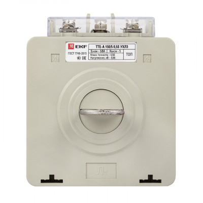 Фотография Трансформатор тока ТТЕ-A-150/5А с клеммой напряжения класс точности 0,5S EKF PROxima, артикул tte-S-150-0.5S