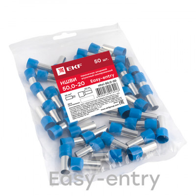 Фотография Наконечник штыревой втулочный изолированный НШвИ 50,0-20 (50шт.) EKF PROxima, артикул nhvi-50.0-20