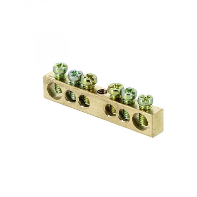 Фотография Шина PEN ноль-земля (6x9мм) 6 отверстий латунь крепеж по центру EKF PROxima, артикул sn0-63-06