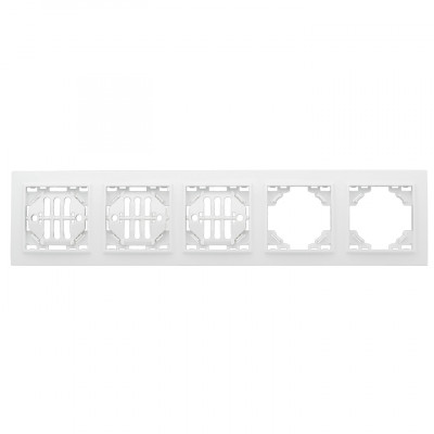 Фотография Рамка 5-местная горизонтальная Минск белая EKF, артикул ERM-G-305-10