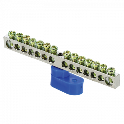 Фотография Шина 0 N (6x9мм) 14 отв. цинк синий угловой изолятор EKF PROxima, артикул sn1-63-14-1