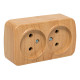 Фотография Розетка 2-местная ОП Минск 10А без заземления светлое дерево EKF, артикул EGR10-102-30