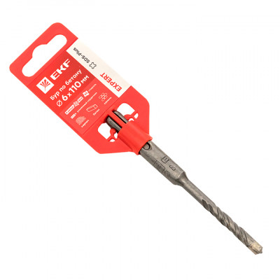 Фотография Бур по бетону SDS-plus 6х110 мм (4 резца)(4S спираль)EKF Expert, артикул db-6-110-4x4