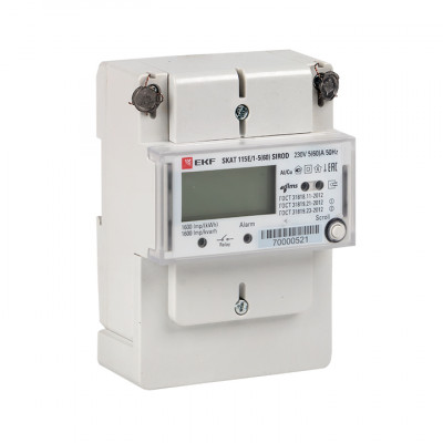 Фотография Счетчик электрической энергии однофазный многотарифный SKAT 115E/1-5(60) SIROD (встроенное реле) EKF PROxima¶, артикул 11502R