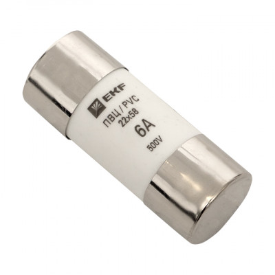 Фотография Плавкая вставка цилиндрическая ПВЦ (22х58)   6А EKF PROxima, артикул pvc-22x58-6