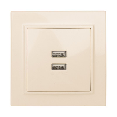 Фотография Минск Розетка USB 2-местная СП 2,1А  бежевая  EKF, артикул ERR-2USB-200