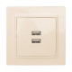Фотография Минск Розетка USB 2-местная СП 2,1А  бежевая  EKF, артикул ERR-2USB-200