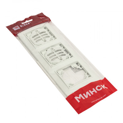 Фотография Минск Рамка 4-местная горизонтальная белая EKF  Basic, артикул ERM-G-304-10