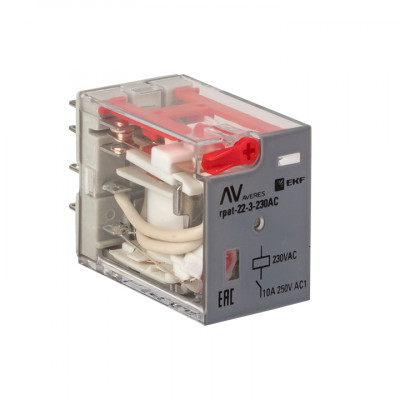 Фотография Реле промежуточное с кнопкой и мех. Индикацией RPAt 22/3 10A 230В AC EKF AVERES, артикул rpat-22-3-230AC