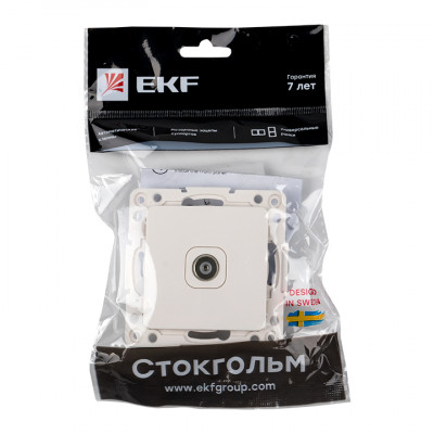 Фотография Стокгольм Механизм Розетки TV 1-местной 75Ом 5-862МГц белый EKF PROxima, артикул EYA00-027-10