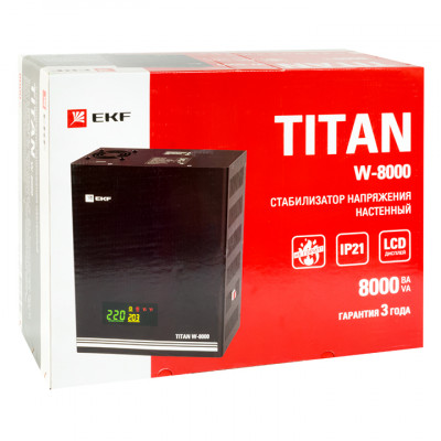 Фотография Стабилизатор напряжения настенный TITAN W-8000 EKF PROxima, артикул stab-w-8000