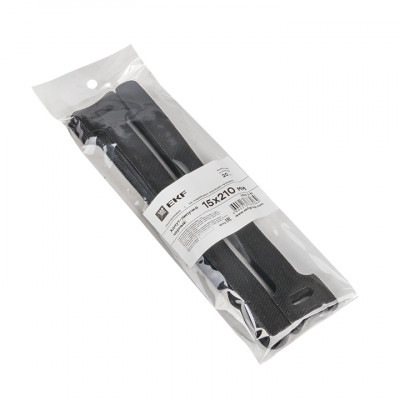 Фотография Хомут-липучка 15х210 мм черный (20 шт) EKF PROxima, артикул hlct-2-b