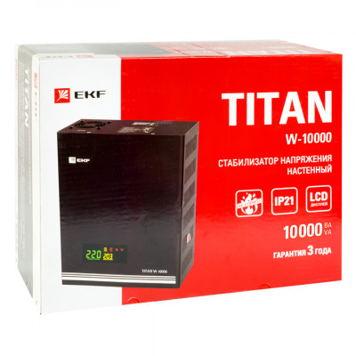 Фотография Стабилизатор напряжения настенный TITAN W-10000 EKF PROxima, артикул stab-w-10000