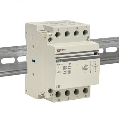 Фотография Контактор модульный КМ 32А 4NО (3 мод.) 24В АС EKF PROxima, артикул km-3-32-40-24v