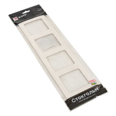 Фотография Стокгольм Рамка 4-местная белая EKF PROxima, артикул EZM-G-303-20