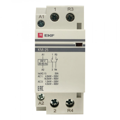 Фотография Контактор модульный КМ 25А NО+NC (2 мод.) EKF PROxima, артикул km-2-25-11