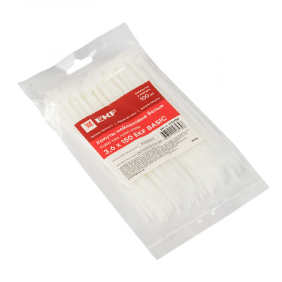 Фотография Хомут нейлоновый (3,6х150) (100шт.) EKF Basic, артикул plc-c-3.6x150