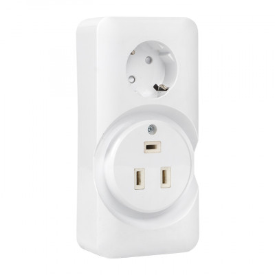 Фотография Розетка двойная (РШ/евро) 32А/16A 250В 2P+PE бел. EKF, артикул AS-250-32/16-O