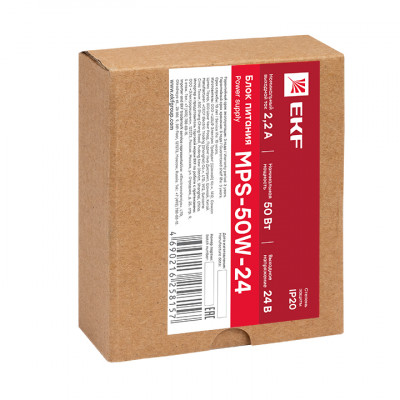 Фотография Блок питания 24В MPS-50W-24 EKF Proxima, артикул mps-50w-24