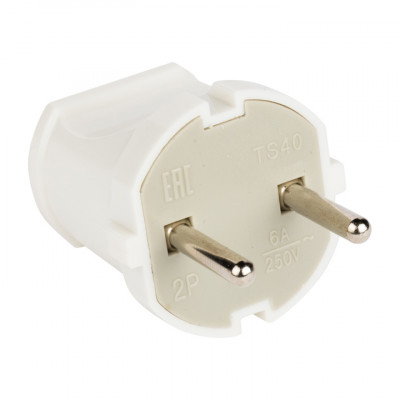 Фотография Вилка прямая б/з бел. 6А 250В EKF PROxima, артикул AVP6-10