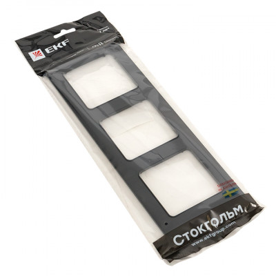 Фотография Стокгольм Рамка 3-местная черная EKF PROxima, артикул EAM-G-302-30