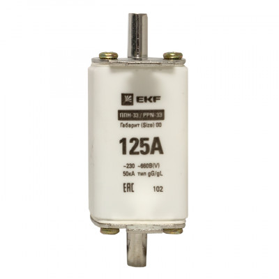 Фотография Плавкая вставка ППН-33 160/125А габарит 00 EKF PROxima, артикул fus-33/160/125