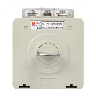 Фотография Трансформатор тока ТТЕ-A-250/5А с клеммой напряжения класс точности 0,5S EKF PROxima, артикул tte-S-250-0.5S