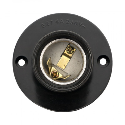 Фотография Патрон карболитовый наст. Е27 черн. наклонный индивидуальный пакет EKF, артикул LHC-E27-wi-p