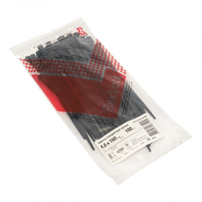 Фотография Хомут P6.6 стандартный (ч), 4.6x160 (100шт) FlexLock PROxima, артикул plc-fl-ctsb-4.6x160