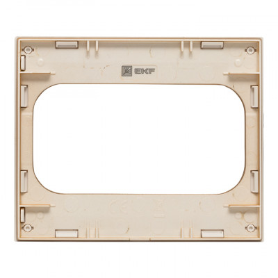 Фотография Стокгольм Рамка для розетки 2-местная белая с  линией цвета шампань  EKF PROxima, артикул EYM-G-305-20