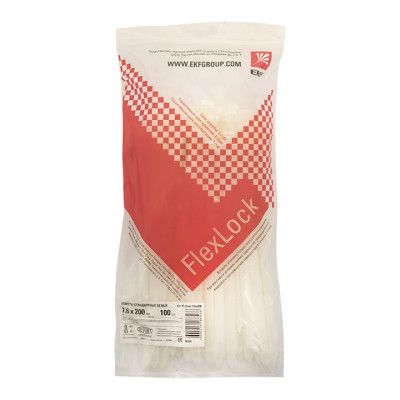 Фотография Хомут P6.6 стандартный (б), 7.6x200 (100шт) FlexLock PROxima, артикул plc-fl-ctsw-7.6x200