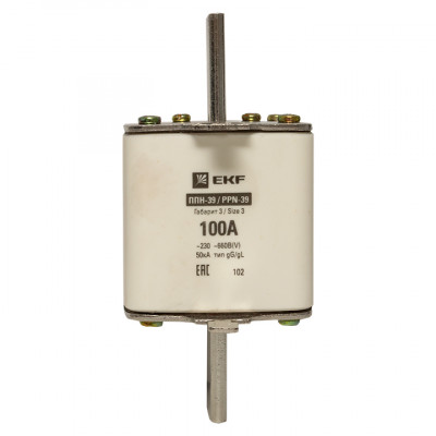 Фотография Плавкая вставка ППН-39 630/100А габарит 3 EKF PROxima, артикул fus-39/630/100