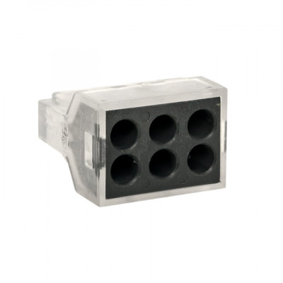 Фотография Строительно-монтажная клемма СМК 773-106 6 отверстий 1,0-2,5мм2 (50шт.) EKF PROxima, артикул plc-smk-106