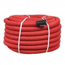 Труба гофрированная двустенная ПНД/ПНД гибкая с протяжкой d50 мм (50 м) красная EKF-Plast