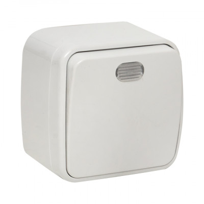 Фотография Минск Выключатель 1-клавишный ОП 10А с индикатором белый  EKF Basic, артикул EGV10-121-10