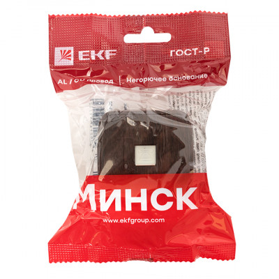 Фотография Розетка Phone 1-местная ОП Минск тёмное дерево EKF, артикул EGT01-034-40