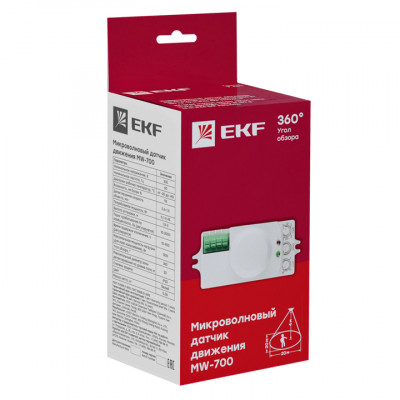 Фотография Микроволновый датчик движения бел. 1200Вт 360гр. до 20м IP20 MW-700 EKF PROxima, артикул dd-mw-700