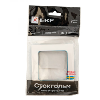 Фотография Стокгольм Рамка 1-местная белая с линией цвета синий EKF PROxima, артикул EXM-G-304-30