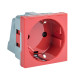 Фотография Розетка 45х45  с заземлением, прямая, красная EKF, артикул E2MR16-028-70
