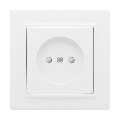 Фотография Минск Розетка 1-местная СП без заземления, 10 А, с защ.штор., белая EKF Basic, артикул ERR10-022-100