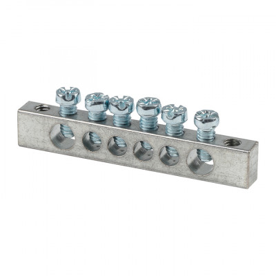 Фотография Шина PEN ноль-земля (6x9мм) 6 отв. цинк крепеж по краям EKF, артикул sn1-63-06-k