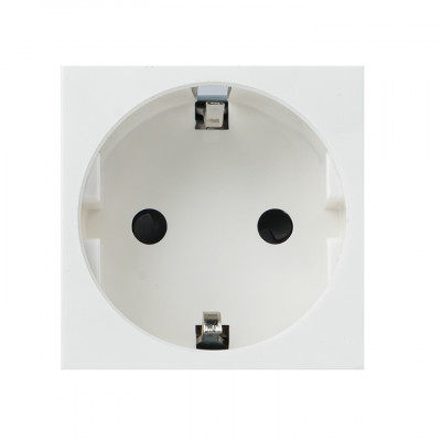 Фотография Розетка 45х45 с заземлением, прямая, белая EKF, артикул E2MR16-028-10