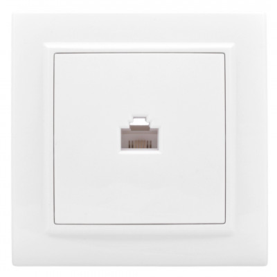 Фотография Минск Розетка RJ-45 1-местная СП белая EKF Basic, артикул ERK01-035-10