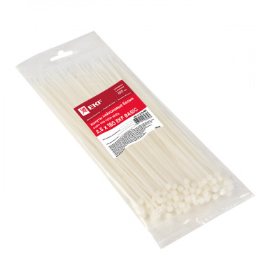 Фотография Хомут нейлоновый (2,5х180) (100шт.) EKF Basic, артикул plc-c-2.5x180