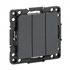 Стокгольм Механизм Выключателя 3-кл. 10А черный EKF PROxima