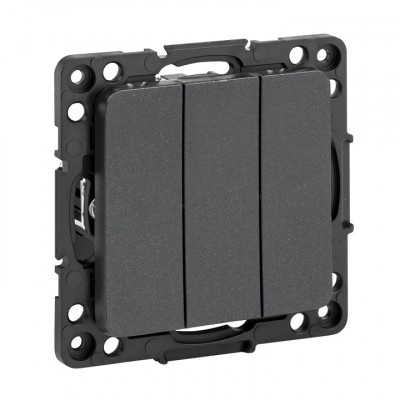 Фотография Стокгольм Механизм Выключателя 3-кл. 10А черный EKF PROxima, артикул EZV10-024-10