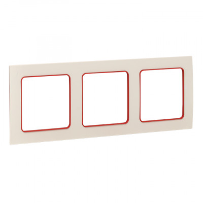 Фотография Стокгольм Рамка 3-местная белая с линией цвета красный EKF PROxima, артикул EAM-G-304-10