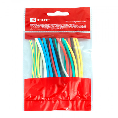 Фотография Термоусаживаемая трубка ТУТ нг 2/1 набор:7 цветов по 3шт. 100мм. EKF PROxima, артикул tut-n-2