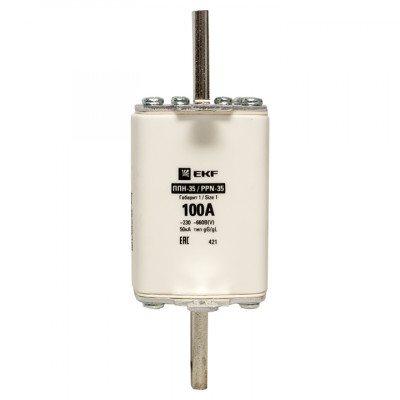 Фотография Плавкая вставка ППН-35 250/100А габарит 1 EKF PROxima, артикул fus-35/250/100